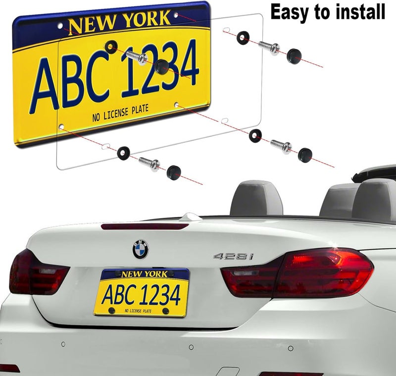 AOOTF License Plate Covers- Clear Flat License Plate Protector, Unbreakable Plastic Protective Shield with Screws Caps, 2 Pack for Front Rear Car Tags - Image 4